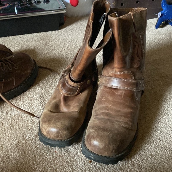 Sketchers harness buckle firebird leather boots men’s work - Picture 3 of 4